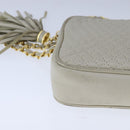 BALLY Chain Quilted Shoulder Bag Leather Beige Gold Auth bs21142-14
