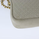 BALLY Chain Quilted Shoulder Bag Leather Beige Gold Auth bs21142-15