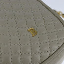 BALLY Chain Quilted Shoulder Bag Leather Beige Gold Auth bs21142-17