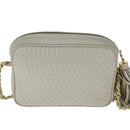 BALLY Chain Quilted Shoulder Bag Leather Beige Gold Auth bs21142-2