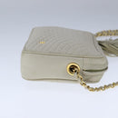 BALLY Chain Quilted Shoulder Bag Leather Beige Gold Auth bs21142-4