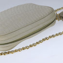 BALLY Chain Quilted Shoulder Bag Leather Beige Gold Auth bs21142-6