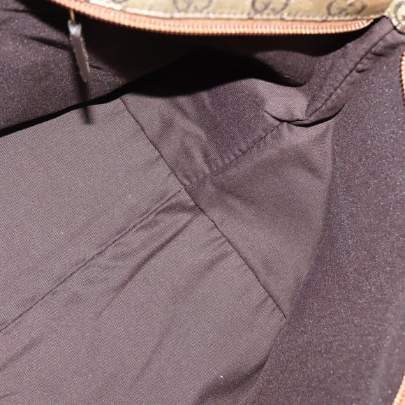 GUCCI GG Crystal Sherry Line Hand Bag Gray Gold Brown 131228 Auth bs21155