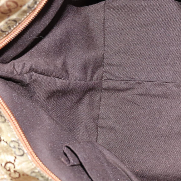 GUCCI GG Crystal Sherry Line Hand Bag Gray Gold Brown 131228 Auth bs21155