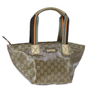 GUCCI GG Crystal Sherry Line Hand Bag Gray Gold Brown 131228 Auth bs21155-1