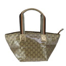 GUCCI GG Crystal Sherry Line Hand Bag Gray Gold Brown 131228 Auth bs21155-2