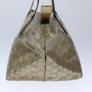 GUCCI GG Crystal Sherry Line Hand Bag Gray Gold Brown 131228 Auth bs21155-3