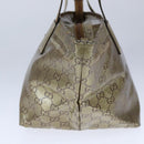GUCCI GG Crystal Sherry Line Hand Bag Gray Gold Brown 131228 Auth bs21155-4