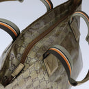 GUCCI GG Crystal Sherry Line Hand Bag Gray Gold Brown 131228 Auth bs21155-6