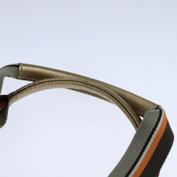 GUCCI GG Crystal Sherry Line Hand Bag Gray Gold Brown 131228 Auth bs21155