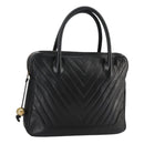 CHANEL V Stitch Hand Bag Leather Black CC Auth bs21163-1