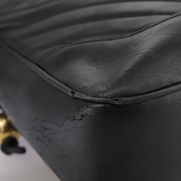 CHANEL V Stitch Hand Bag Leather Black CC Auth bs21163