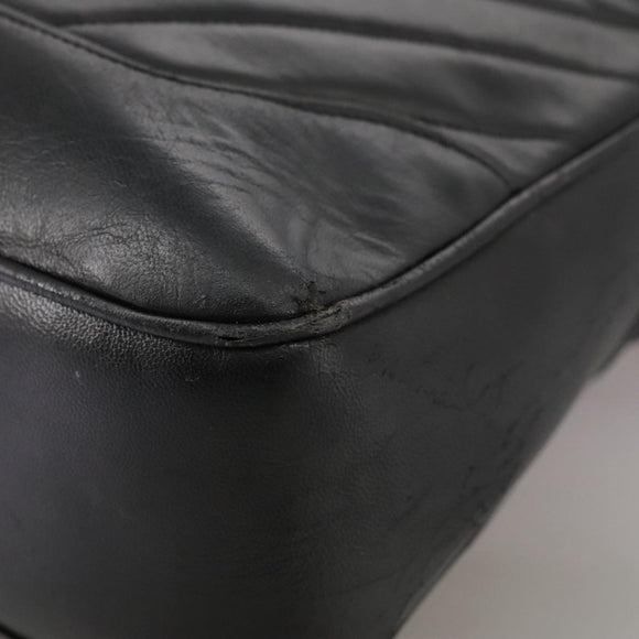 CHANEL V Stitch Hand Bag Leather Black CC Auth bs21163