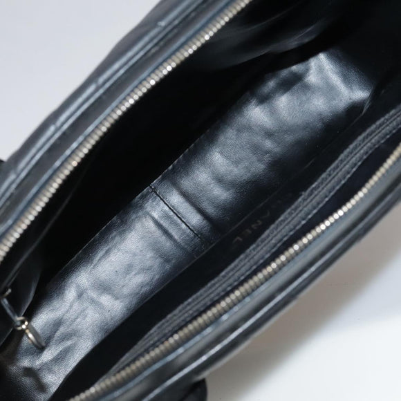 CHANEL V Stitch Hand Bag Leather Black CC Auth bs21163