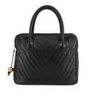 CHANEL V Stitch Hand Bag Leather Black CC Auth bs21163-13