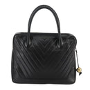 CHANEL V Stitch Hand Bag Leather Black CC Auth bs21163-2