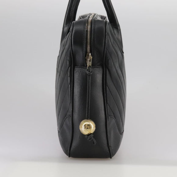 CHANEL V Stitch Hand Bag Leather Black CC Auth bs21163