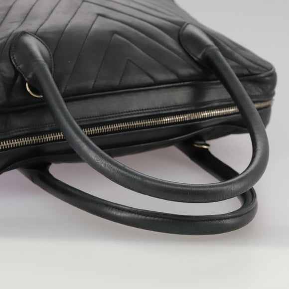 CHANEL V Stitch Hand Bag Leather Black CC Auth bs21163