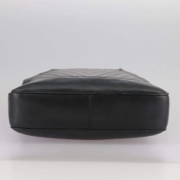 CHANEL V Stitch Hand Bag Leather Black CC Auth bs21163