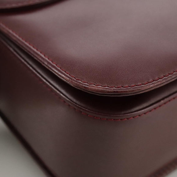 CARTIER Shoulder Bag Leather Red Auth bs21170
