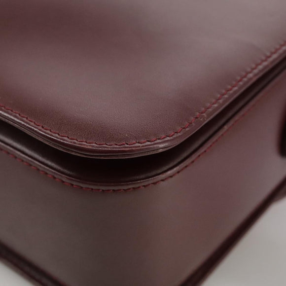 CARTIER Shoulder Bag Leather Red Auth bs21170