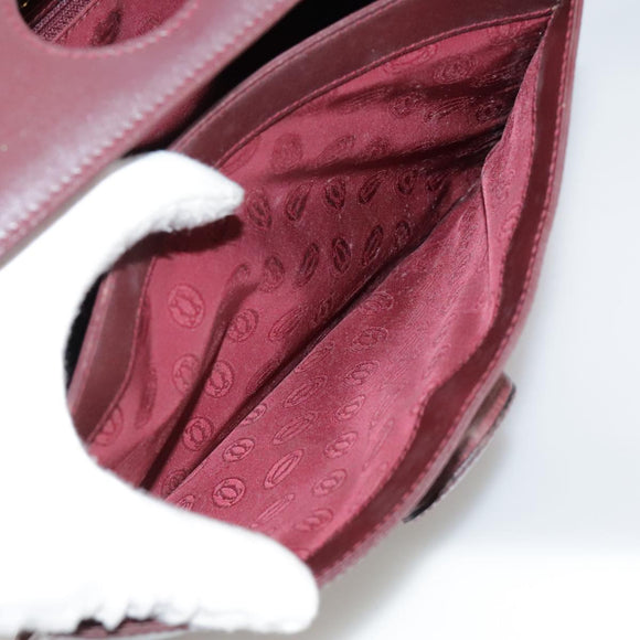 CARTIER Shoulder Bag Leather Red Auth bs21170