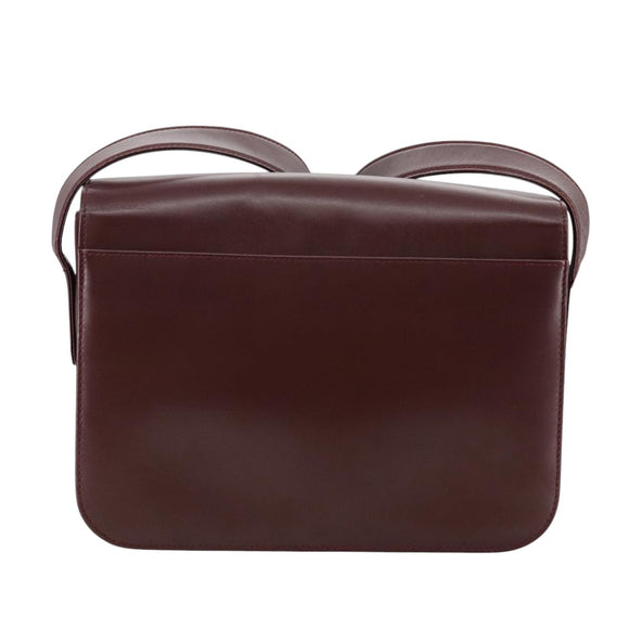 CARTIER Shoulder Bag Leather Red Auth bs21170