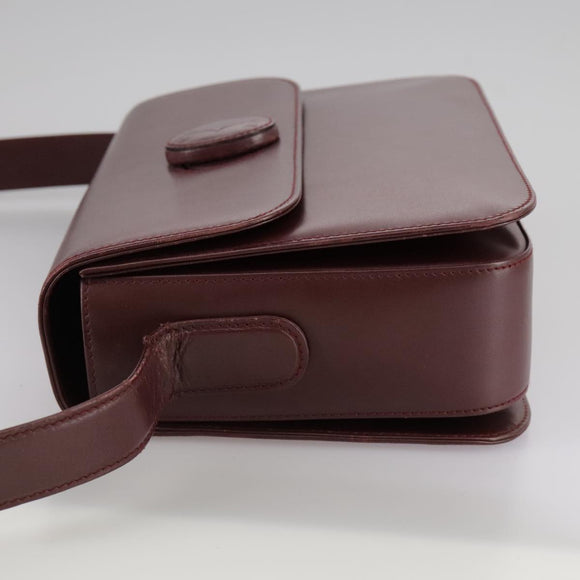CARTIER Shoulder Bag Leather Red Auth bs21170