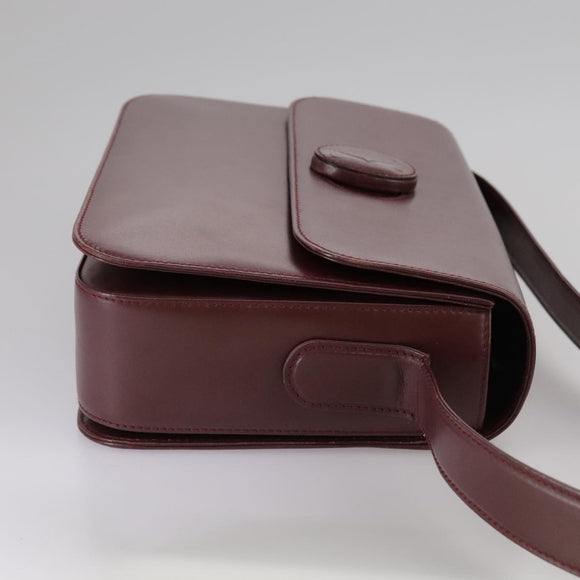 CARTIER Shoulder Bag Leather Red Auth bs21170