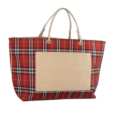 BURBERRY Nova Check Tote Bag Nylon Red Auth bs21181