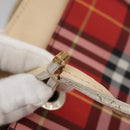 BURBERRY Nova Check Tote Bag Nylon Red Auth bs21181-9