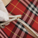 BURBERRY Nova Check Tote Bag Nylon Red Auth bs21181-10