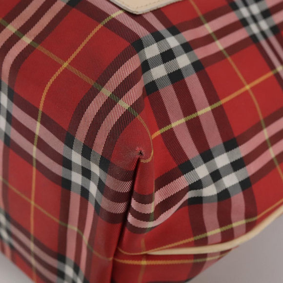 BURBERRY Nova Check Tote Bag Nylon Red Auth bs21181