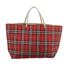BURBERRY Nova Check Tote Bag Nylon Red Auth bs21181-2