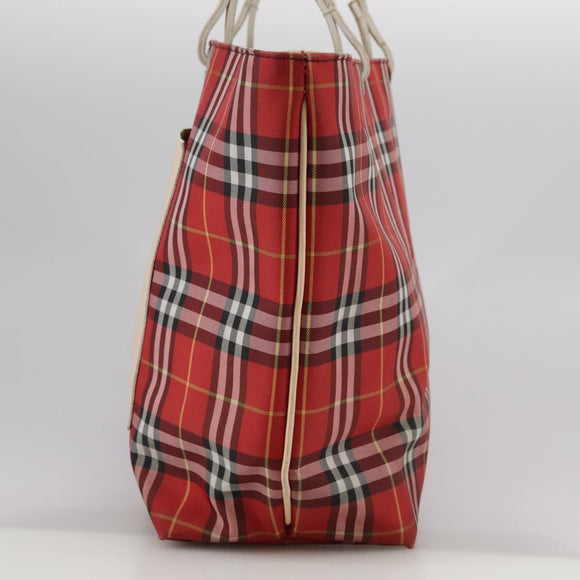 BURBERRY Nova Check Tote Bag Nylon Red Auth bs21181