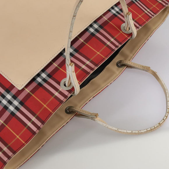 BURBERRY Nova Check Tote Bag Nylon Red Auth bs21181