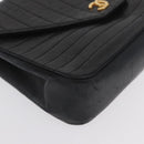 CHANEL Mademoiselle Chain Shoulder Bag Lamb Skin Black Gold CC Auth bs21196-10