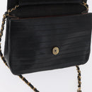 CHANEL Mademoiselle Chain Shoulder Bag Lamb Skin Black Gold CC Auth bs21196-17