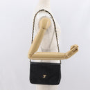 CHANEL Mademoiselle Chain Shoulder Bag Lamb Skin Black Gold CC Auth bs21196-24