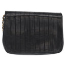 CHANEL Mademoiselle Chain Shoulder Bag Lamb Skin Black Gold CC Auth bs21196-3