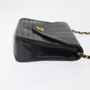 CHANEL Mademoiselle Chain Shoulder Bag Lamb Skin Black Gold CC Auth bs21196-4