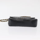 CHANEL Mademoiselle Chain Shoulder Bag Lamb Skin Black Gold CC Auth bs21196-9
