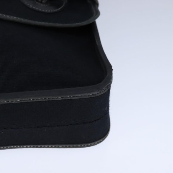 HERMES Buenaventura Shoulder Bag Canvas Black Auth bs21202