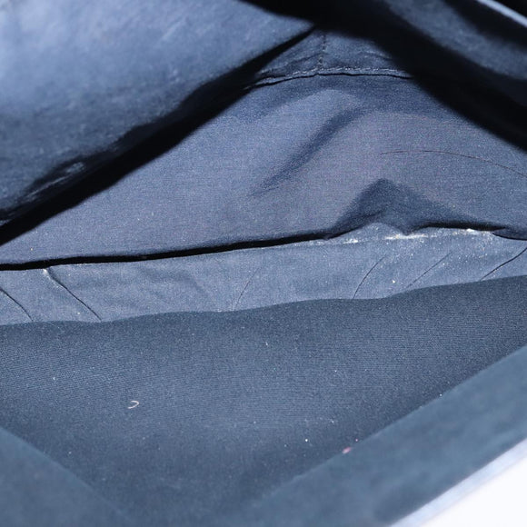 HERMES Buenaventura Shoulder Bag Canvas Black Auth bs21202