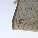 Christian Dior Honeycomb Canvas Chain Shoulder Bag PVC Beige Gold Auth bs21206-15