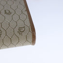 Christian Dior Honeycomb Canvas Chain Shoulder Bag PVC Beige Gold Auth bs21206-16