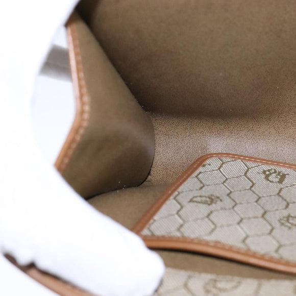 Christian Dior Honeycomb Canvas Chain Shoulder Bag PVC Beige Gold Auth bs21206
