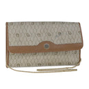 Christian Dior Honeycomb Canvas Chain Shoulder Bag PVC Beige Gold Auth bs21206-1