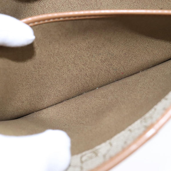 Christian Dior Honeycomb Canvas Chain Shoulder Bag PVC Beige Gold Auth bs21206