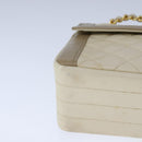 CHANEL Matelasse Chain Hand Bag Lamb Skin Beige Gold CC Auth bs21211-14